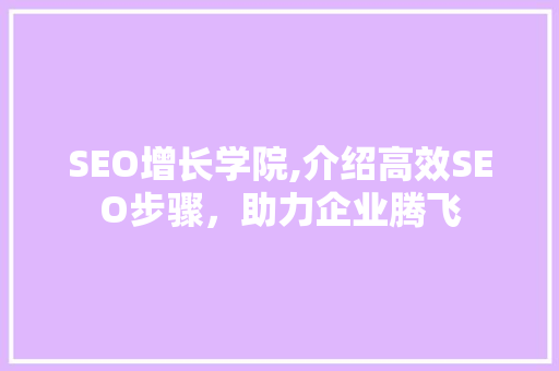 SEO增长学院,介绍高效SEO步骤，助力企业腾飞
