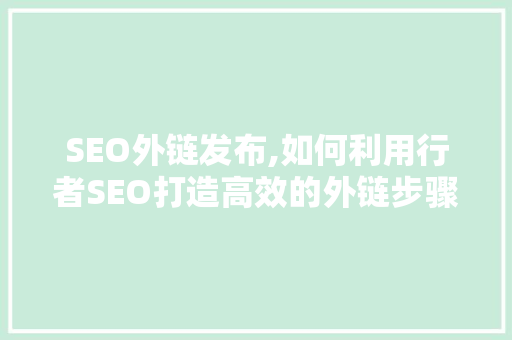 SEO外链发布,如何利用行者SEO打造高效的外链步骤