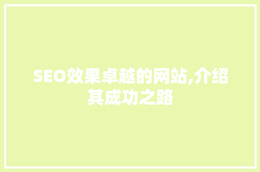 SEO效果卓越的网站,介绍其成功之路