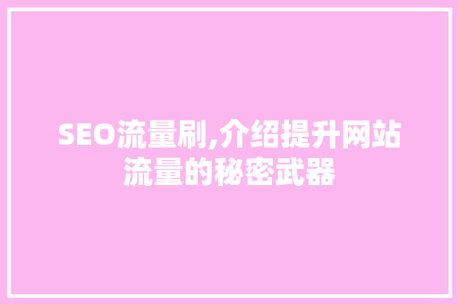 SEO流量刷,介绍提升网站流量的秘密武器