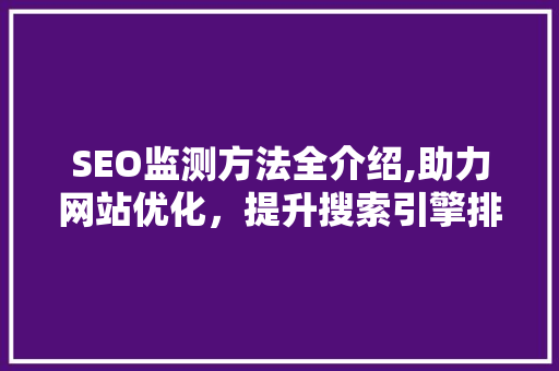 SEO监测方法全介绍,助力网站优化，提升搜索引擎排名