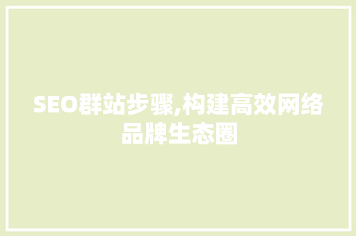 SEO群站步骤,构建高效网络品牌生态圈