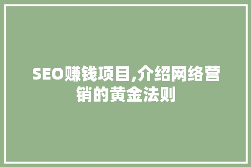 SEO赚钱项目,介绍网络营销的黄金法则