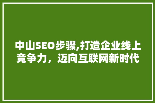 中山SEO步骤,打造企业线上竞争力，迈向互联网新时代
