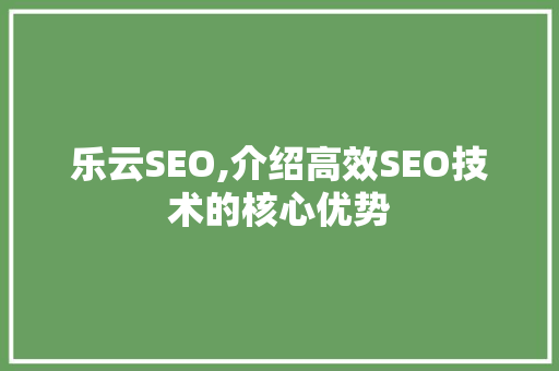 乐云SEO,介绍高效SEO技术的核心优势