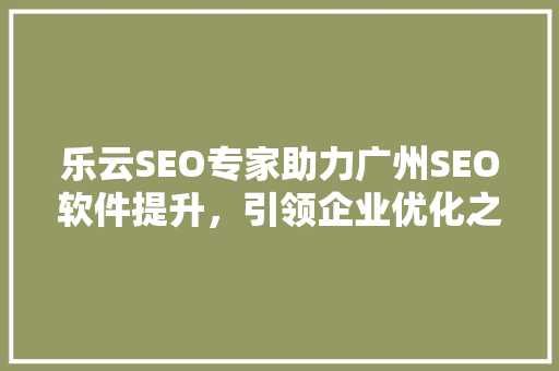 乐云SEO专家助力广州SEO软件提升，引领企业优化之路