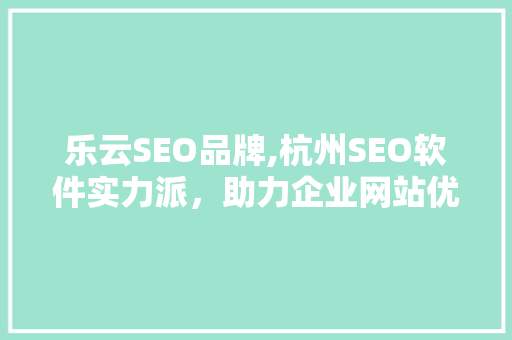 乐云SEO品牌,杭州SEO软件实力派，助力企业网站优化之路  第1张