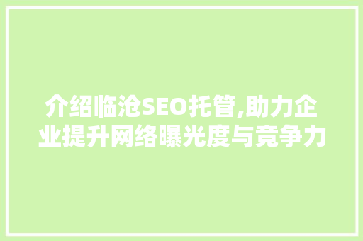 介绍临沧SEO托管,助力企业提升网络曝光度与竞争力