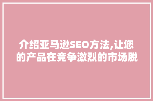 介绍亚马逊SEO方法,让您的产品在竞争激烈的市场脱颖而出