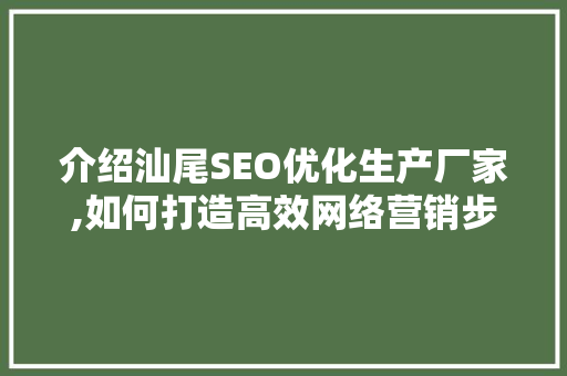 介绍汕尾SEO优化生产厂家,如何打造高效网络营销步骤
