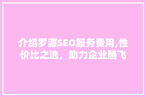 介绍罗源SEO服务费用,性价比之选，助力企业腾飞