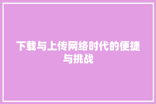 下载与上传网络时代的便捷与挑战