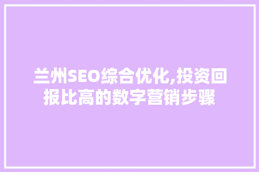 兰州SEO综合优化,投资回报比高的数字营销步骤
