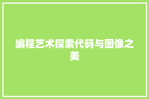 编程艺术探索代码与图像之美