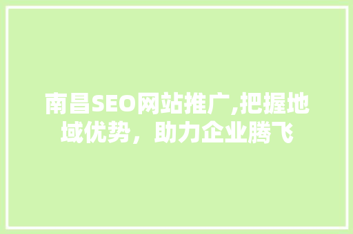 南昌SEO网站推广,把握地域优势，助力企业腾飞