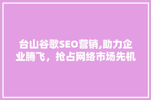 台山谷歌SEO营销,助力企业腾飞，抢占网络市场先机