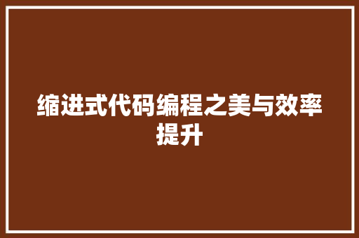 缩进式代码编程之美与效率提升