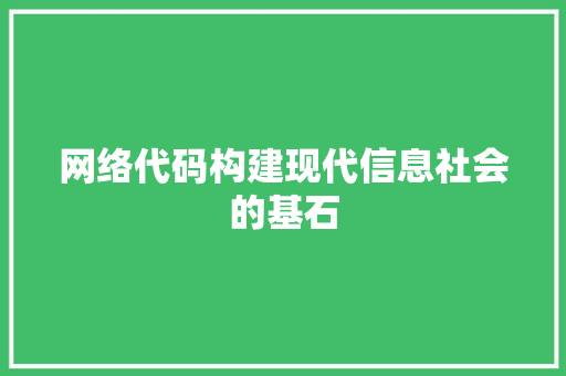 网络代码构建现代信息社会的基石