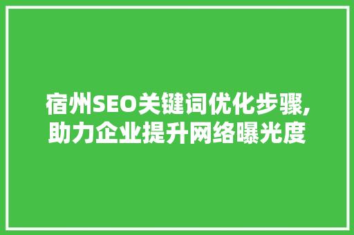 宿州SEO关键词优化步骤,助力企业提升网络曝光度