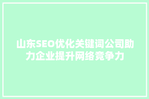 山东SEO优化关键词公司助力企业提升网络竞争力