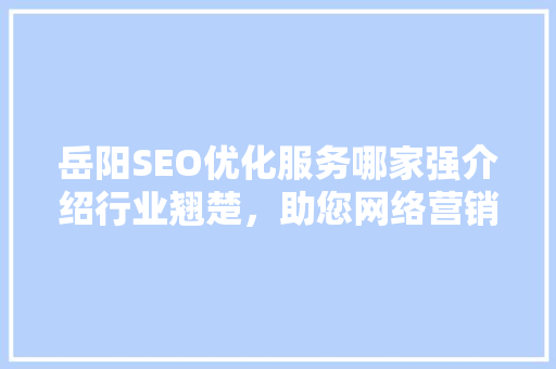岳阳SEO优化服务哪家强介绍行业翘楚，助您网络营销一臂之力