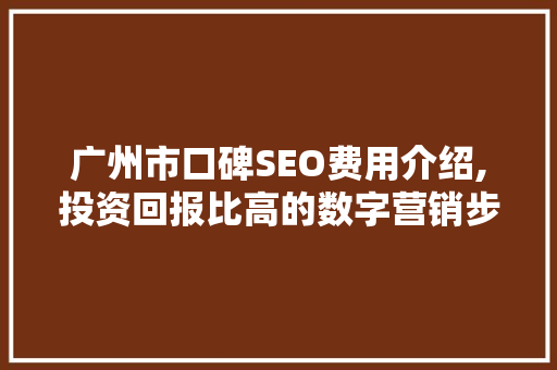 广州市口碑SEO费用介绍,投资回报比高的数字营销步骤