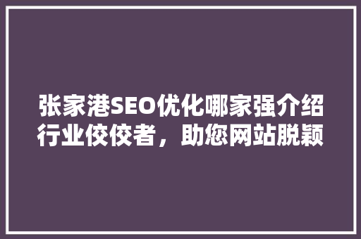 张家港SEO优化哪家强介绍行业佼佼者，助您网站脱颖而出
