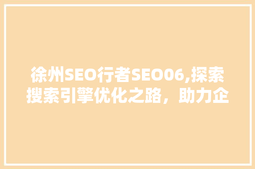 徐州SEO行者SEO06,探索搜索引擎优化之路，助力企业腾飞