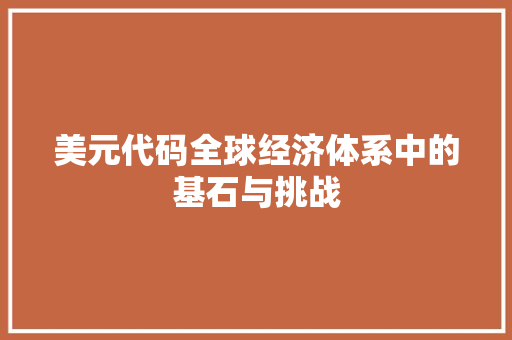 美元代码全球经济体系中的基石与挑战