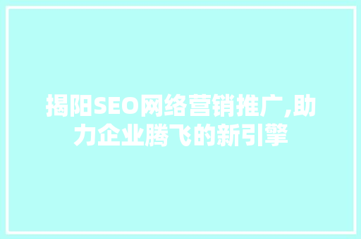 揭阳SEO网络营销推广,助力企业腾飞的新引擎
