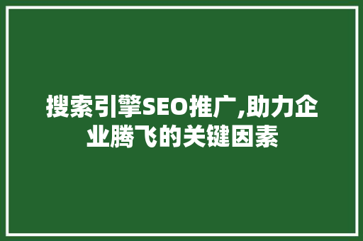 搜索引擎SEO推广,助力企业腾飞的关键因素