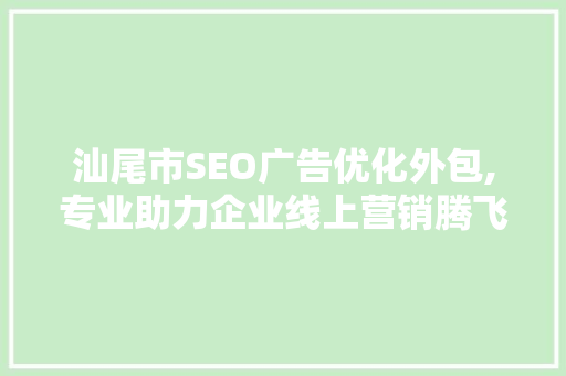 汕尾市SEO广告优化外包,专业助力企业线上营销腾飞