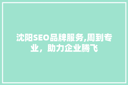 沈阳SEO品牌服务,周到专业，助力企业腾飞