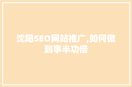 沈阳SEO网站推广,如何做到事半功倍