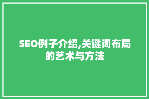 SEO例子介绍,关键词布局的艺术与方法