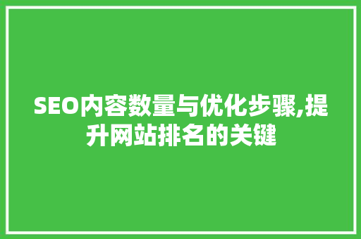 SEO内容数量与优化步骤,提升网站排名的关键