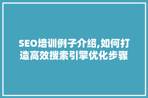 SEO培训例子介绍,如何打造高效搜索引擎优化步骤