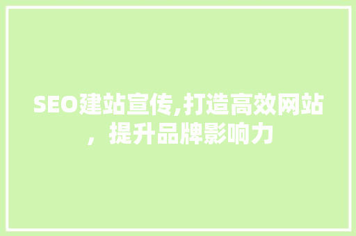 SEO建站宣传,打造高效网站，提升品牌影响力