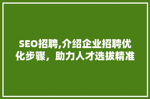 SEO招聘,介绍企业招聘优化步骤，助力人才选拔精准高效