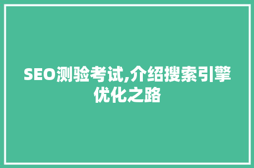 SEO测验考试,介绍搜索引擎优化之路