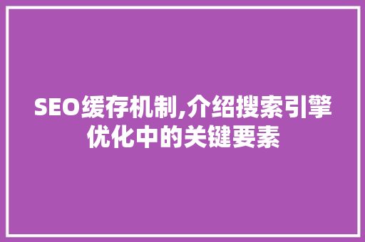 SEO缓存机制,介绍搜索引擎优化中的关键要素