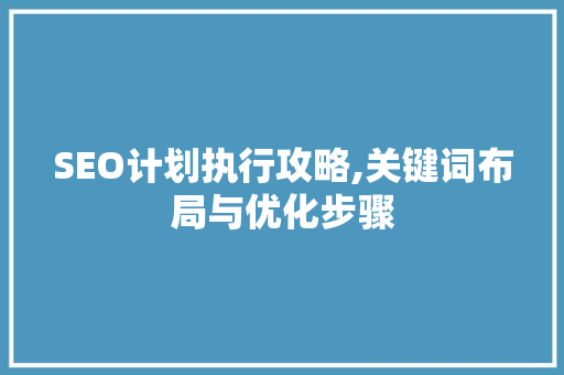 SEO计划执行攻略,关键词布局与优化步骤