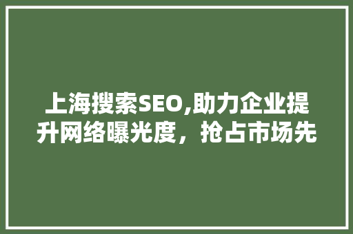上海搜索SEO,助力企业提升网络曝光度，抢占市场先机