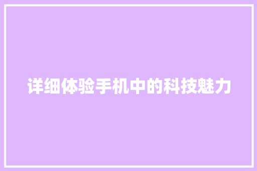 详细体验手机中的科技魅力
