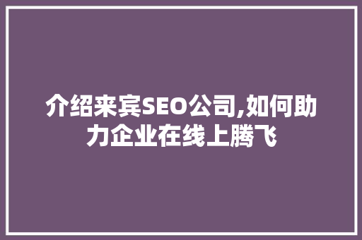 介绍来宾SEO公司,如何助力企业在线上腾飞