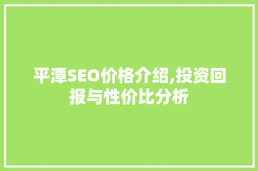 平潭SEO价格介绍,投资回报与性价比分析