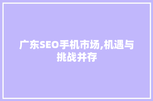 广东SEO手机市场,机遇与挑战并存