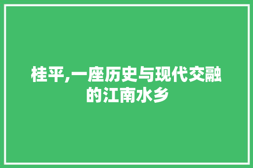 桂平,一座历史与现代交融的江南水乡
