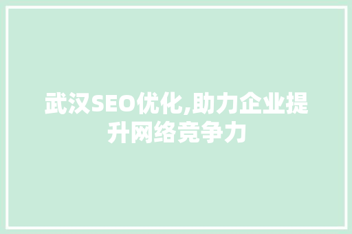 武汉SEO优化,助力企业提升网络竞争力