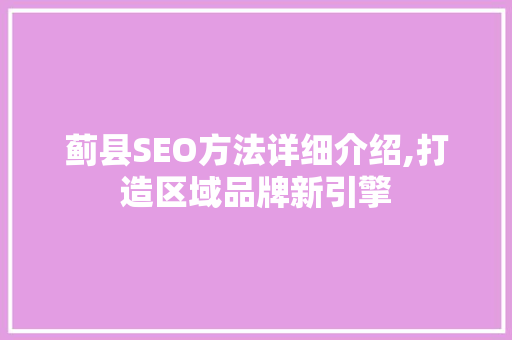 蓟县SEO方法详细介绍,打造区域品牌新引擎